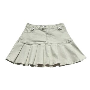 Y2K Wild Fable Tan Pleated Denim Mini Skirt Women's Size S